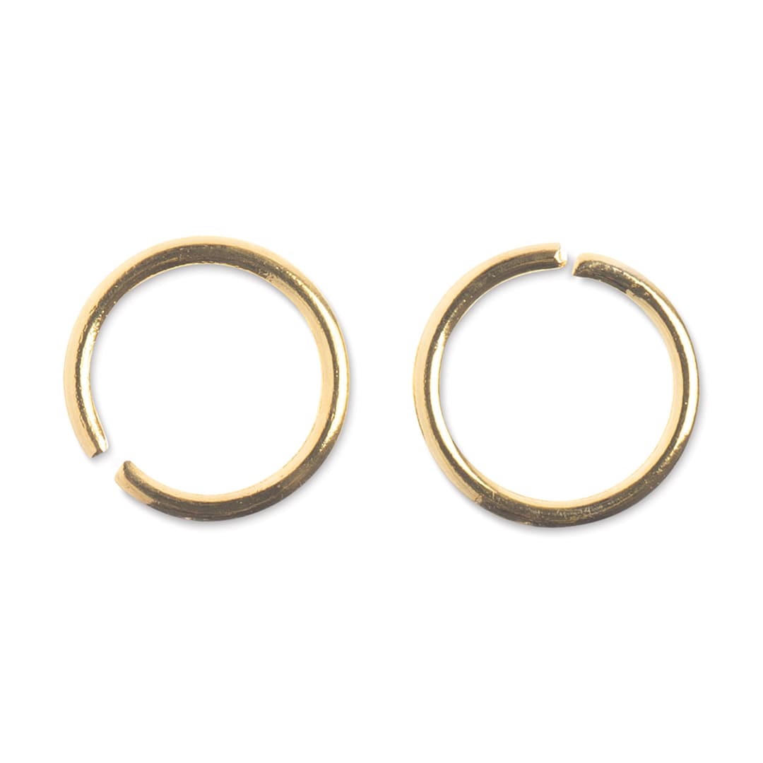 Open in modal - John Bead Must Have Findings Round Jump Rings - Package of 142, Gold, 6 mm (Close-up of two round jump rings)