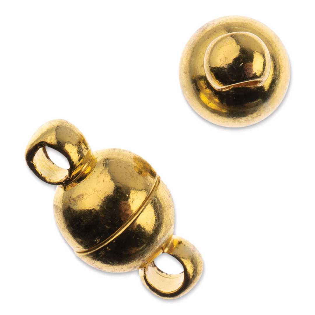 Open in modal - John Bead Must Have Findings Round Magnetic Clasps - Pkg of 2, Gold, 6 mm x 6.5 mm (Out of packaging)