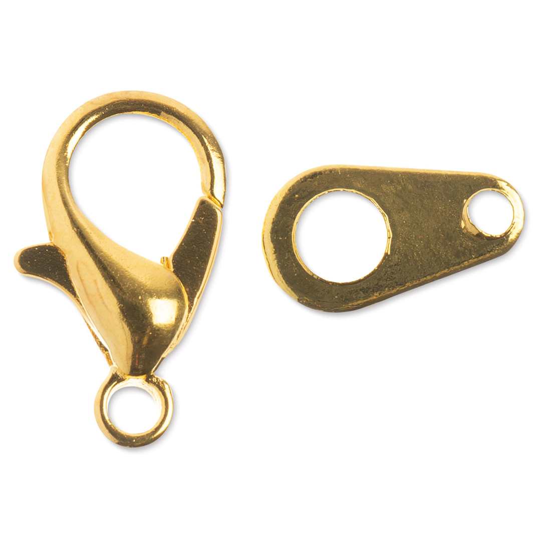 Open in modal - John Bead Must Have Findings Lobster Clasps - Pkg of 10, Gold, 12 mm (Close-up of lobster clasp)