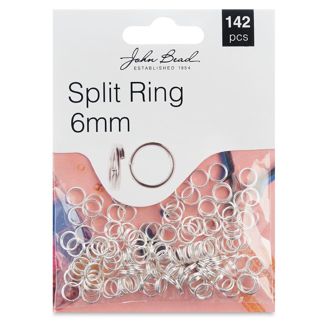 Open in modal - John Bead Must Have Findings Split Rings - Package of 142, Silver, 6 mm (In packaging)