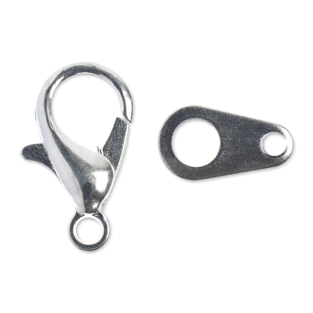 Open in modal - John Bead Must Have Findings Lobster Clasps - Pkg of 10, Silver, 12 mm (Close-up of lobster clasp)