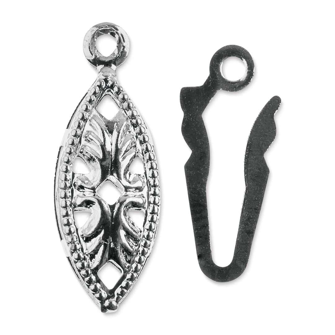 Open in modal - John Bead Must Have Findings Fish Hook Clasps - Pkg of 9, Silver, 6 mm x 20 mm (Close-up of fish hook clasp set)