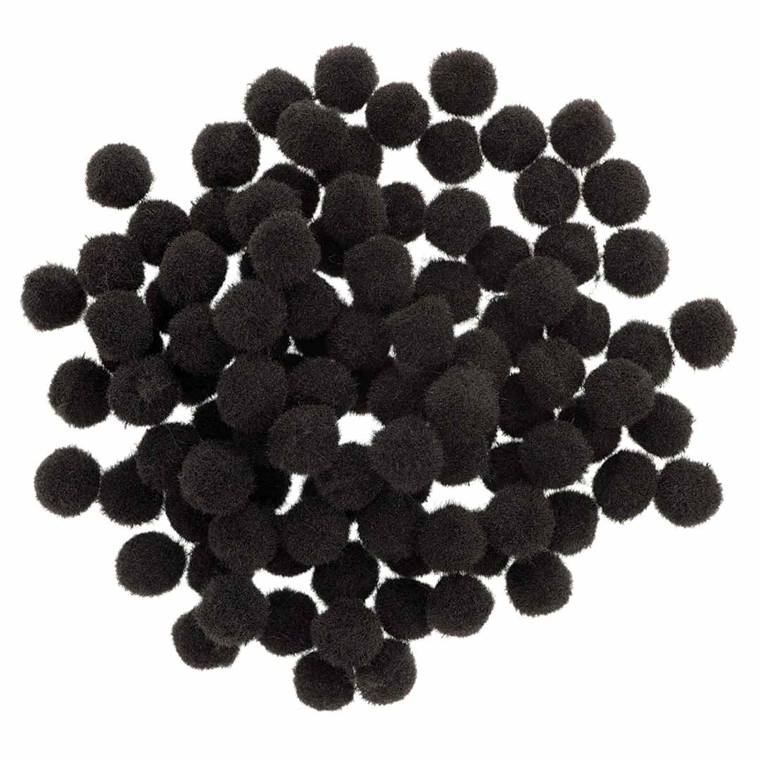 Open in modal - Darice Pom Poms - Black, Pkg of 100
