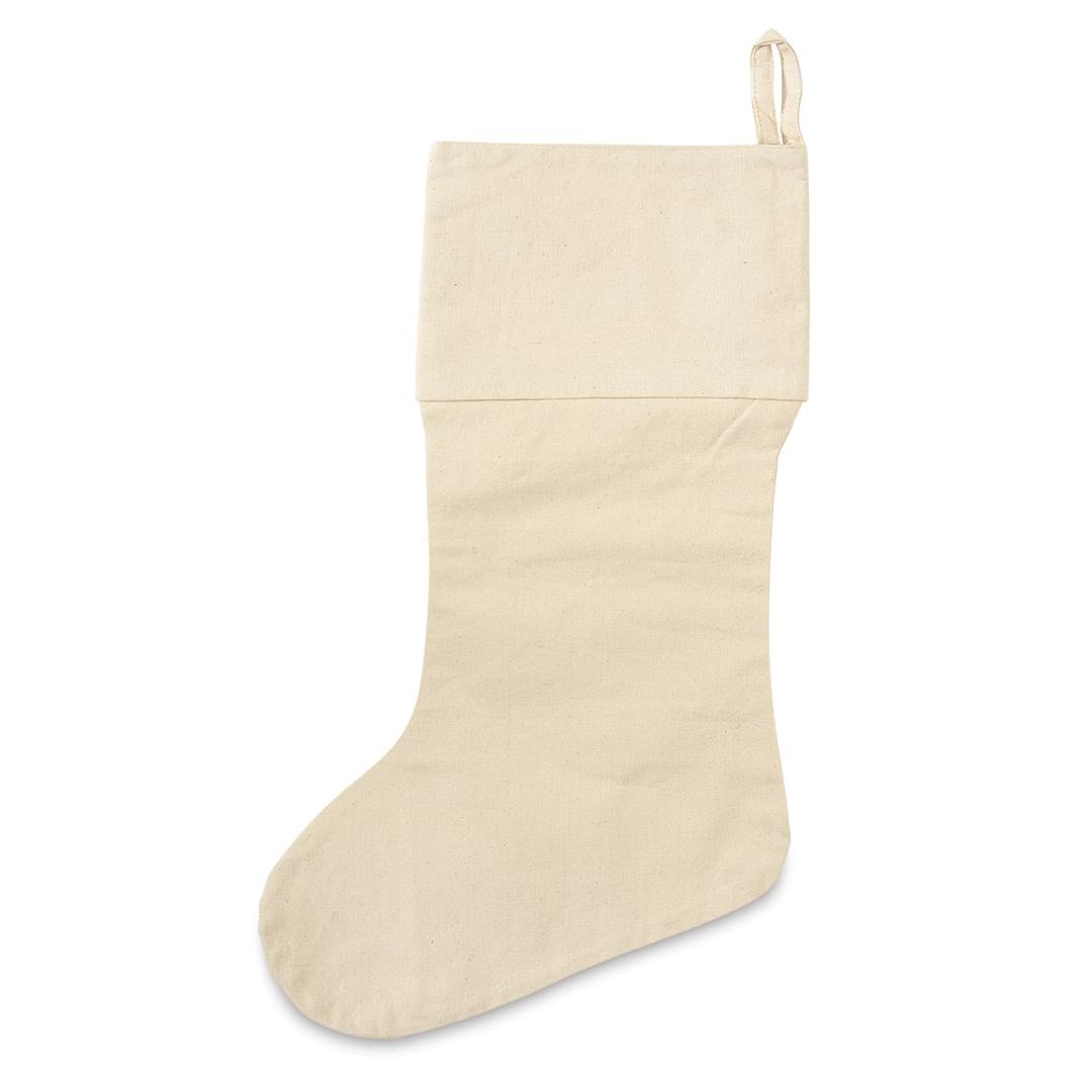 Open in modal - Harvest Import Blank Stocking - Side view of 24" Cotton Canvas Stocking