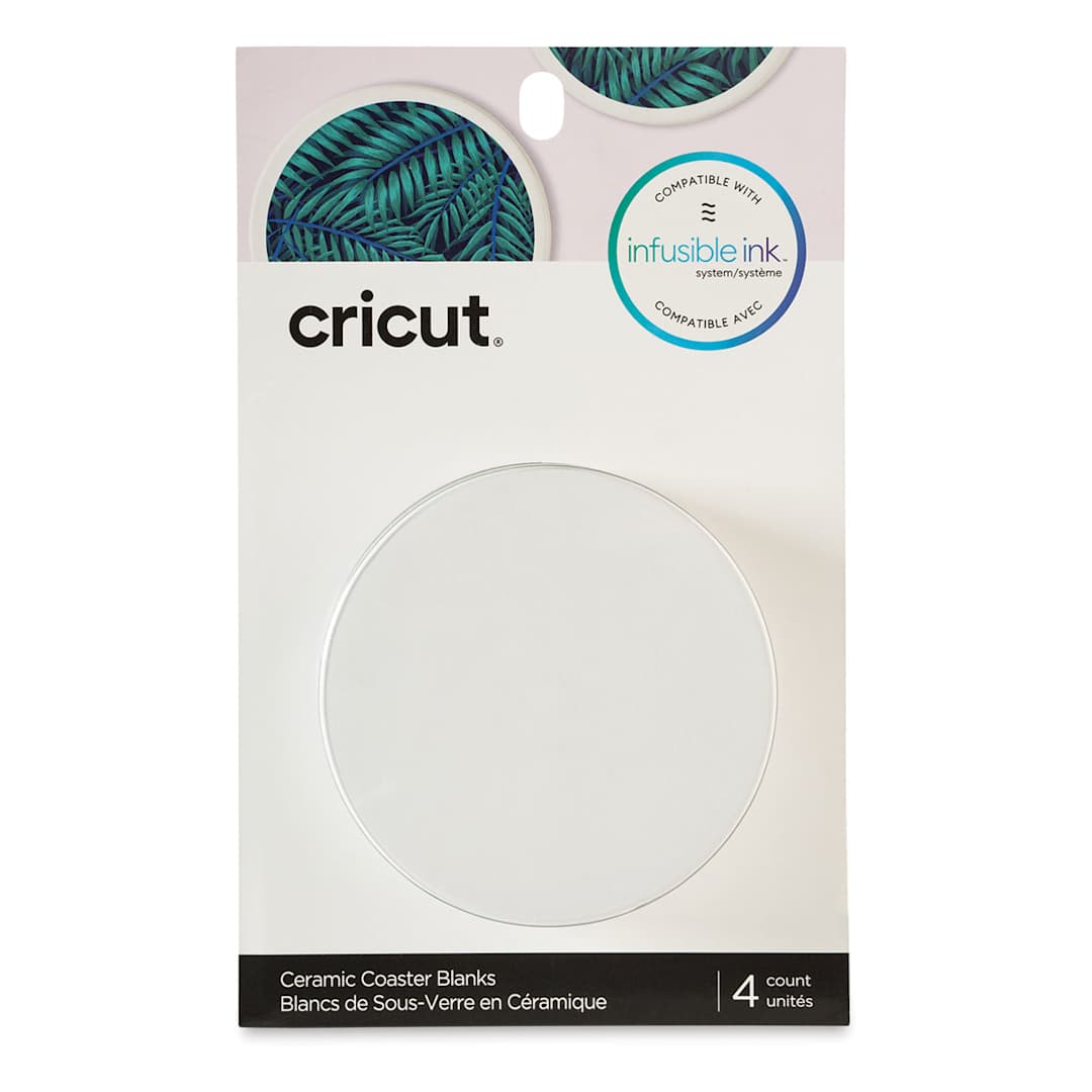 Open in modal - Cricut Coaster Blanks - Front of package of Set of 4 Round Coasters