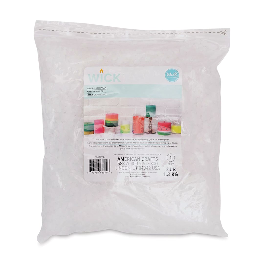 Open in modal - We R Memory Keepers Wick Candle Making Wax - Granulated Wax, 3 lb (Front of packaging)