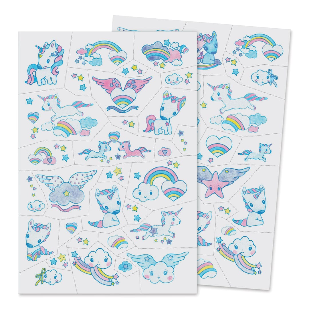 Open in modal - Djeco Temporary Tattoos - Unicorns (pages outside of packaging)