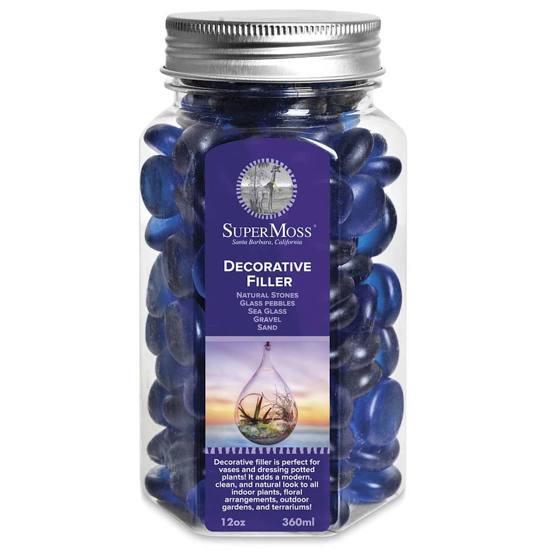Open in modal - SuperMoss Deep Sea Blue Glass Pebbles - 12 oz in glass container