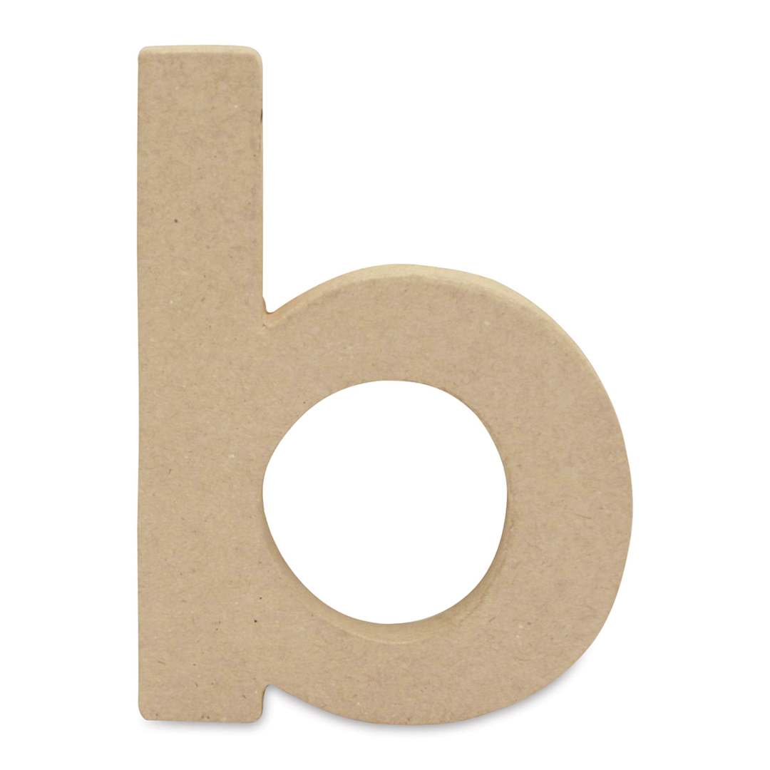 Open in modal - DecoPatch Paper Mache Small Kraft Letter - B, Lowercase, 3-2/5" W x 5" H x 1/2" D