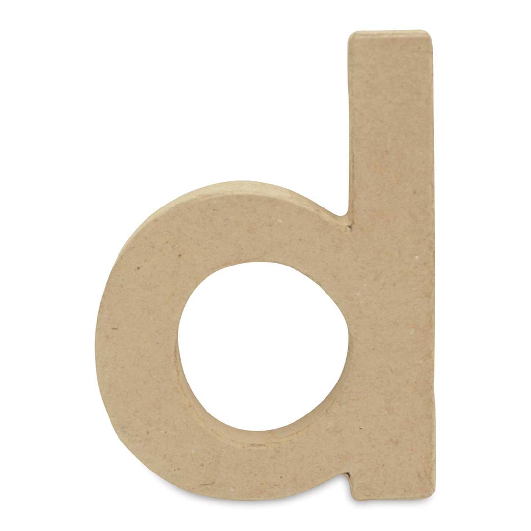 Open in modal - DecoPatch Paper Mache Small Kraft Letter - D, Lowercase, 3-2/5" W x 5" H x 1/2" D