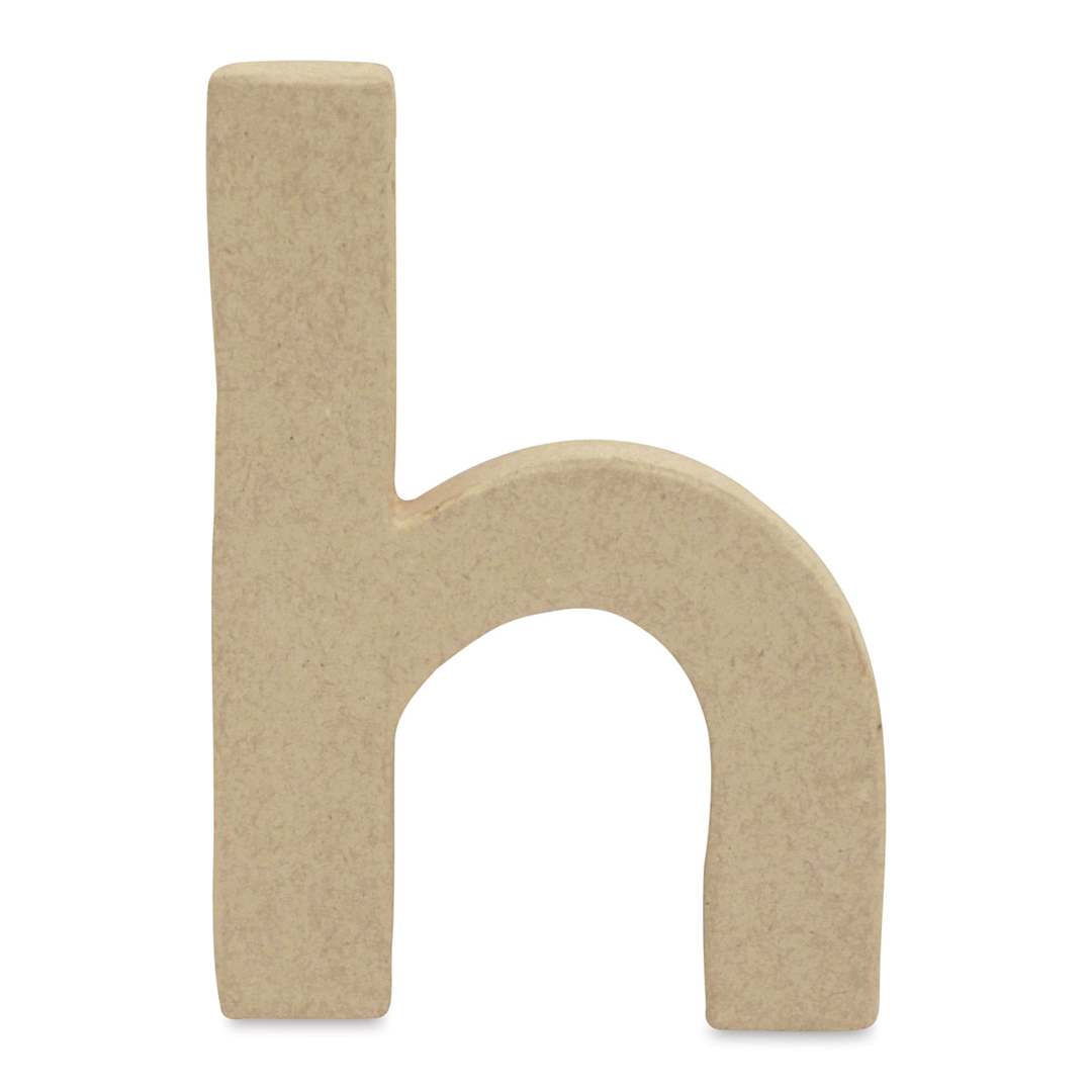 Open in modal - DecoPatch Paper Mache Small Kraft Letter - H, Lowercase, 3-2/5" W x 5" H x 1/2" D