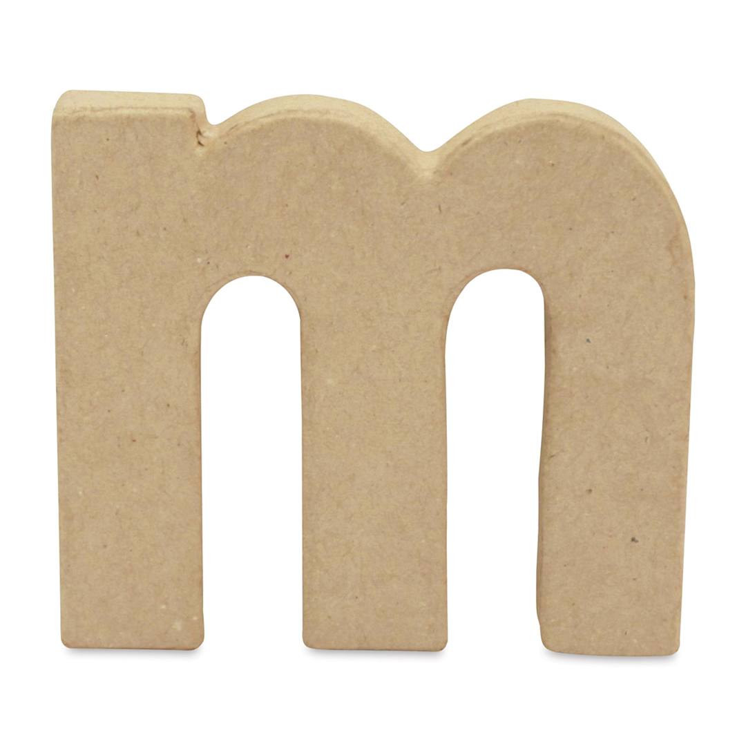 Open in modal - DecoPatch Paper Mache Small Kraft Letter - M, Lowercase, 3-3/4" W x 3-2/5" H x 1/2" D