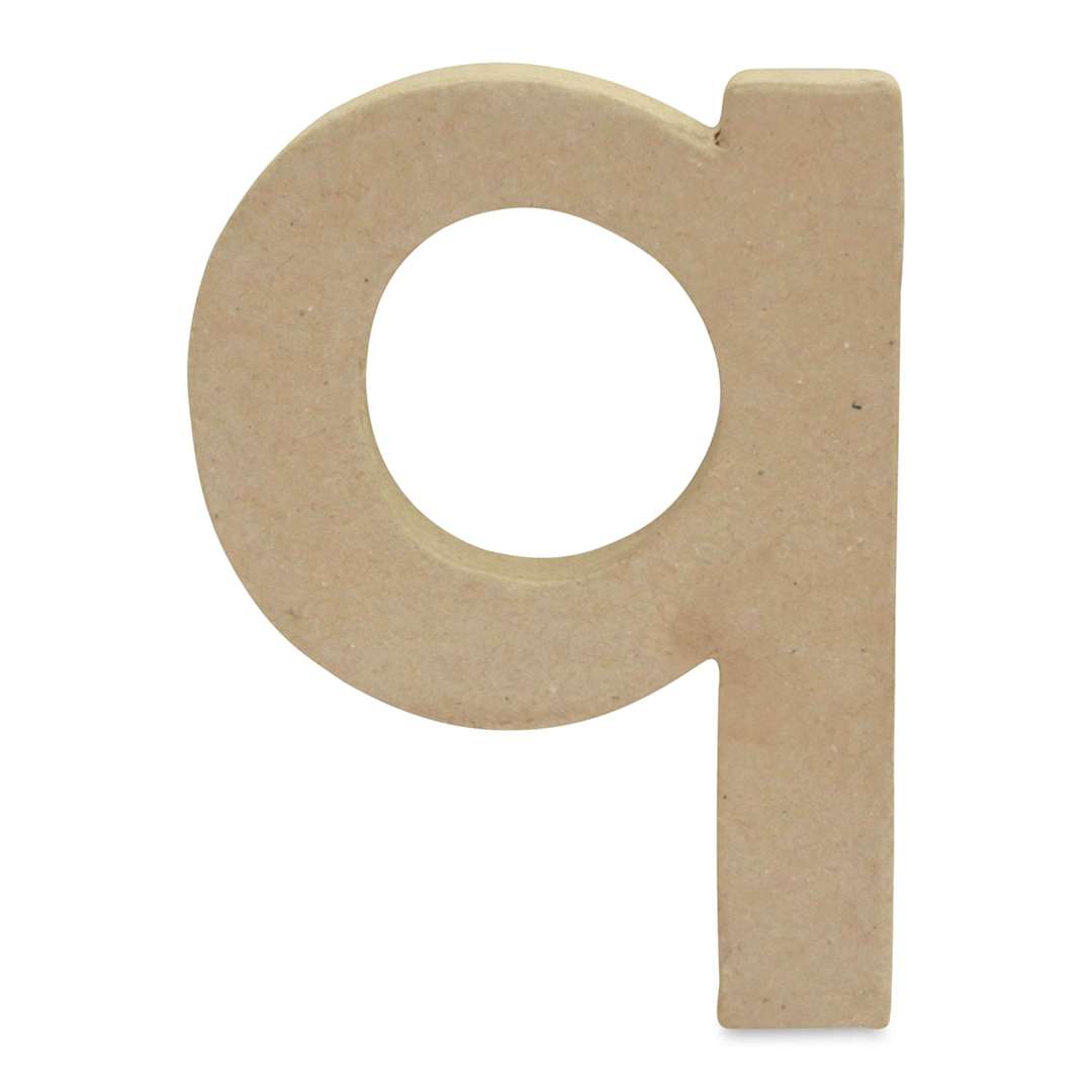 Open in modal - DecoPatch Paper Mache Small Kraft Letter - Q, Lowercase, 3-2/5" W x 5" H x 1/2" D