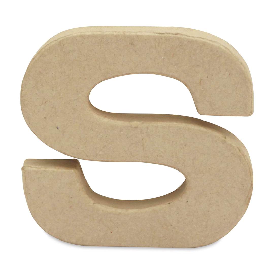 Open in modal - DecoPatch Paper Mache Small Kraft Letter - S, Lowercase, 3-2/5" W x 3-2/5" H x 1/2" D