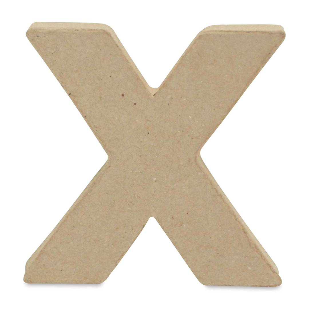 Open in modal - DecoPatch Paper Mache Small Kraft Letter - X, Lowercase, 3-2/5" W x 3-2/5" H x 1/2" D