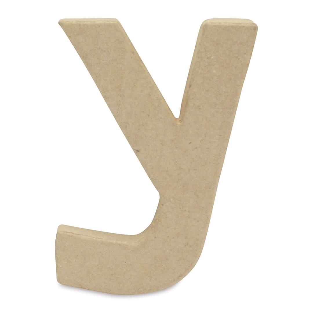 Open in modal - DecoPatch Paper Mache Small Kraft Letter - Y, Lowercase, 3-2/5" W x 5" H x 1/2" D