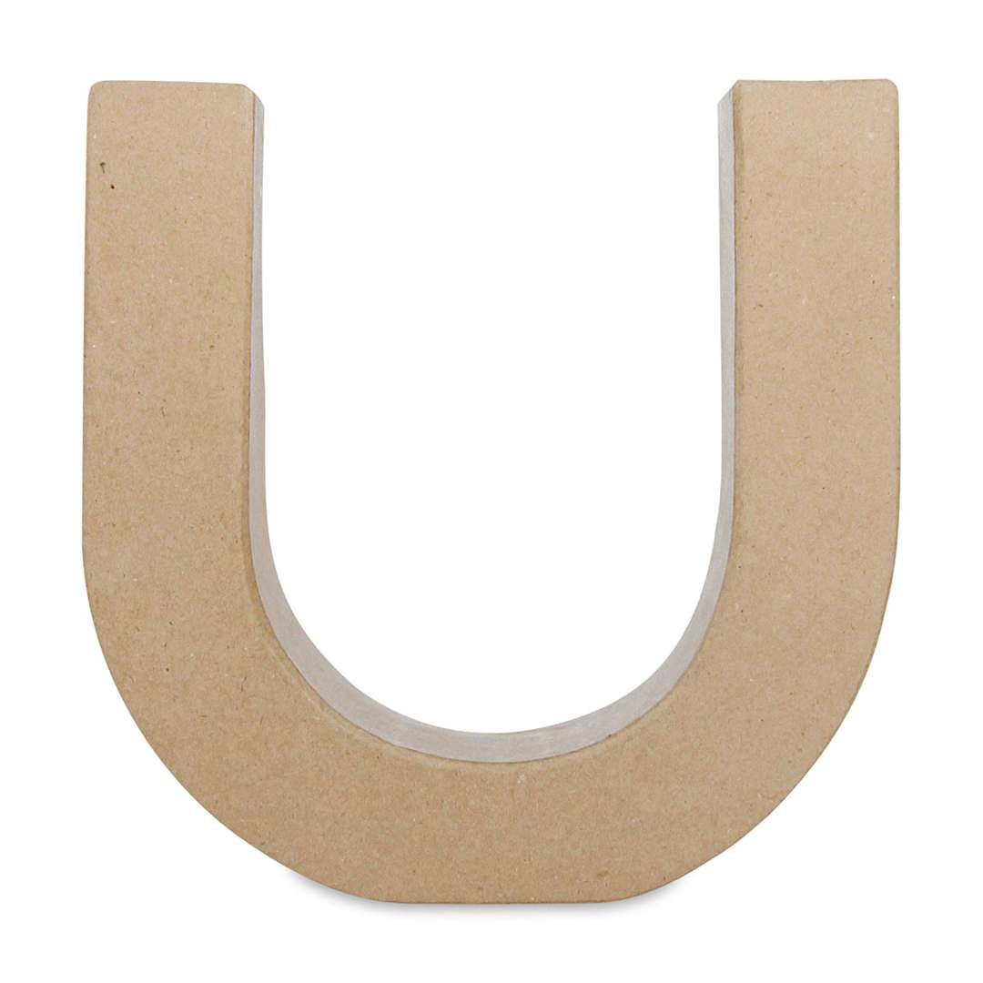 Open in modal - DecoPatch Paper Mache Funny Letter - U, Lowercase, 8-1/2" W x 8-1/2" H x 2" D