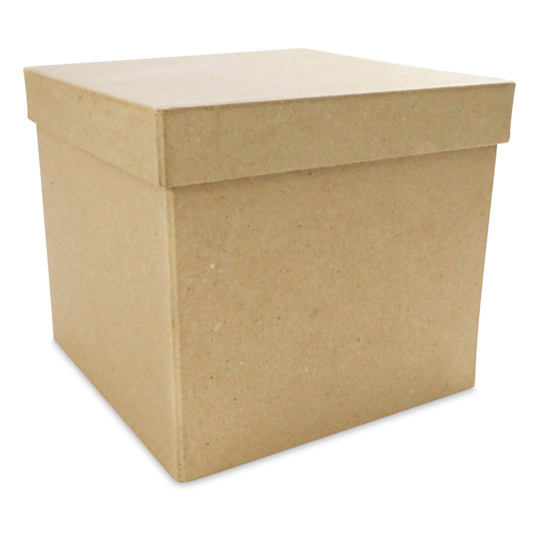 Open in modal - DecoPatch Paper Mache Box - Square, 6" x 6" x 5"