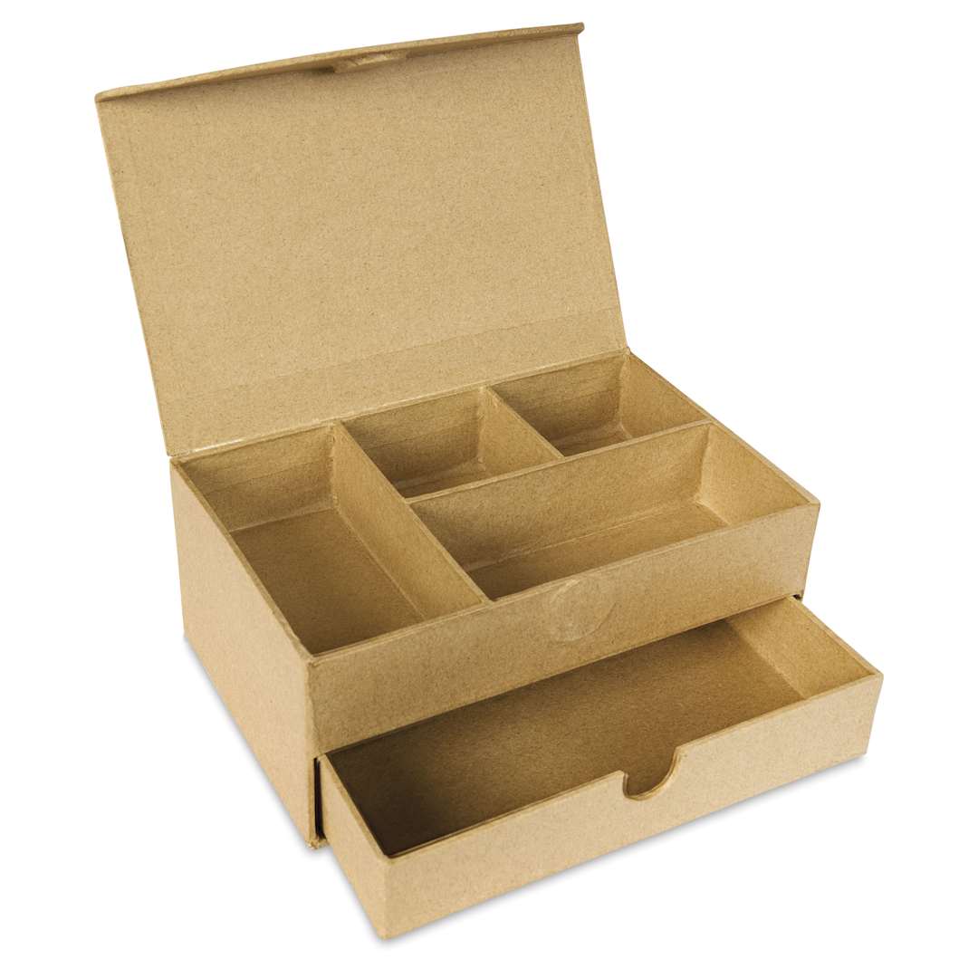 Open in modal - DecoPatch Paper Mache Jewelry Box w/ Drawer - 4.3" x 3.5" x 3.15"