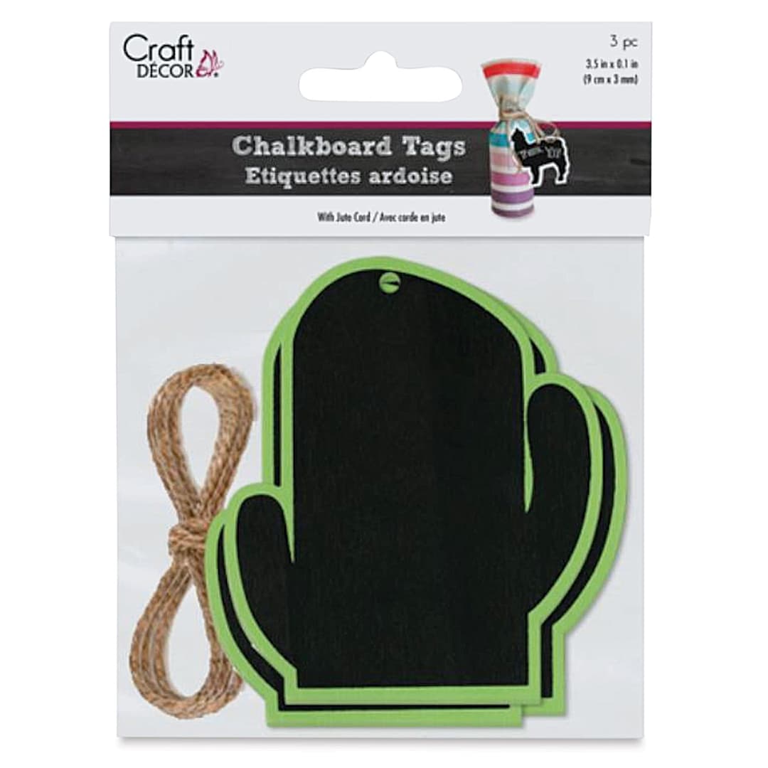 Open in modal - Craft Decor Wood Chalk Tags - Cactus, Package of 3 (In packaging)
