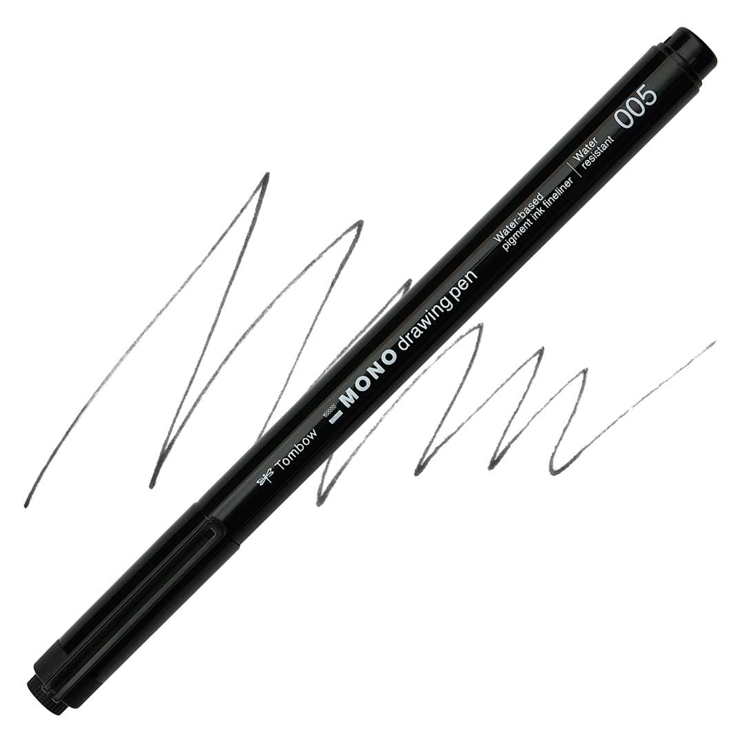 Open in modal - Tombow Mono Drawing Pen - Black, 005, swatch and pen