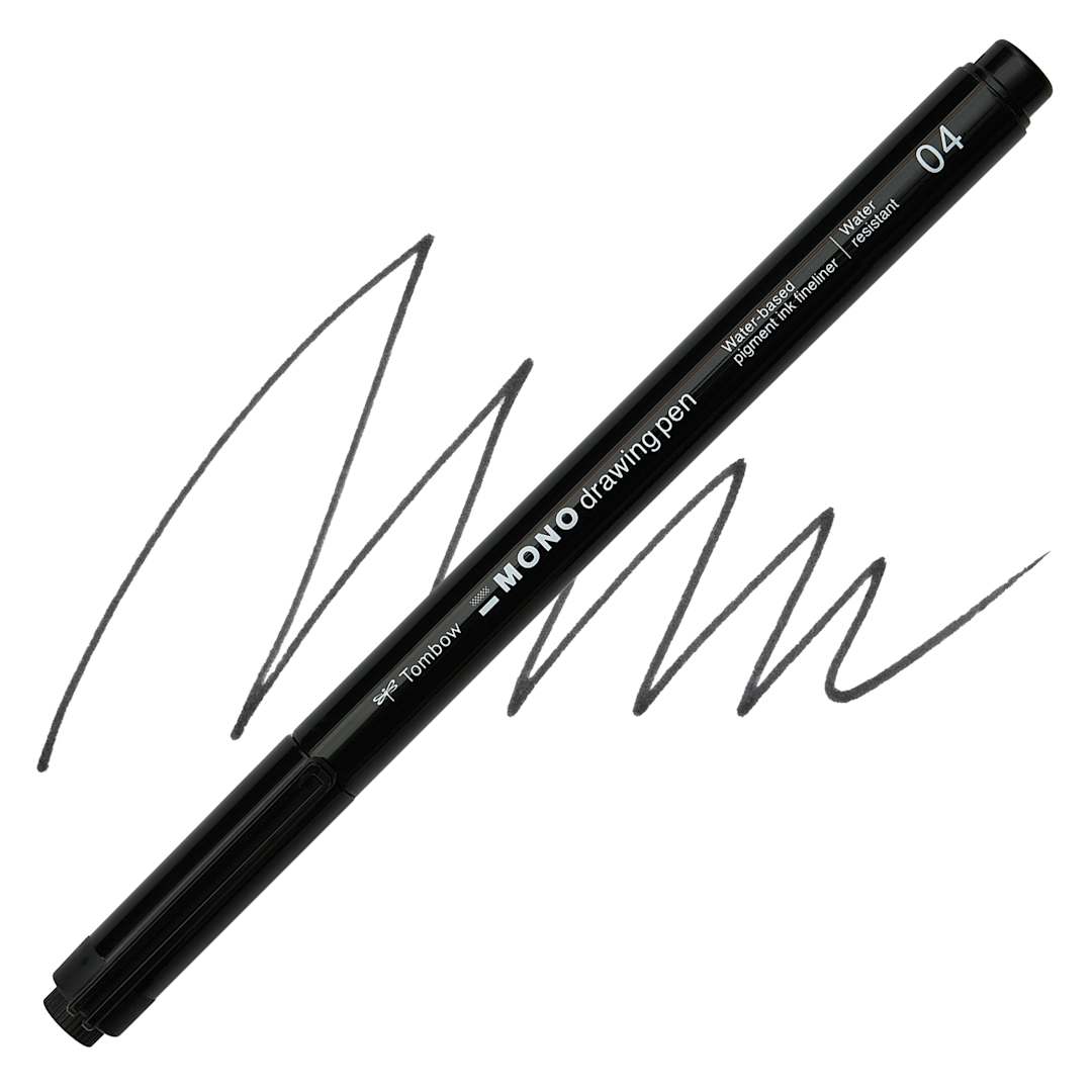 Open in modal - Tombow Mono Drawing Pen - Black, 04, swatch and pen