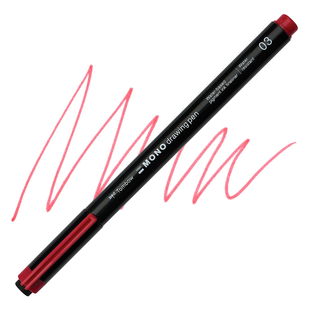 Open in modal - Tombow Mono Drawing Pen - Red, swatch and pen