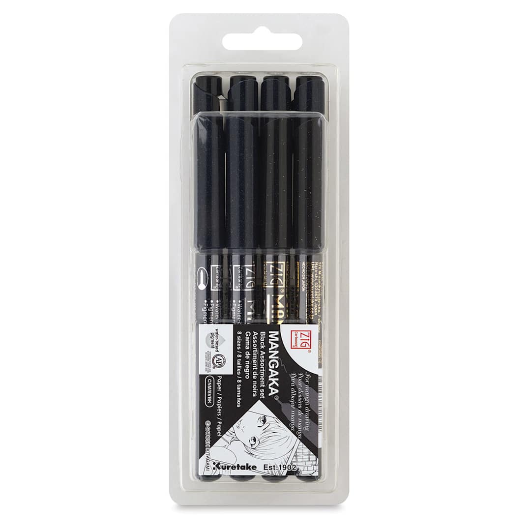 Open in modal - Zig Mangaka Pen Set - Black, Set of 8