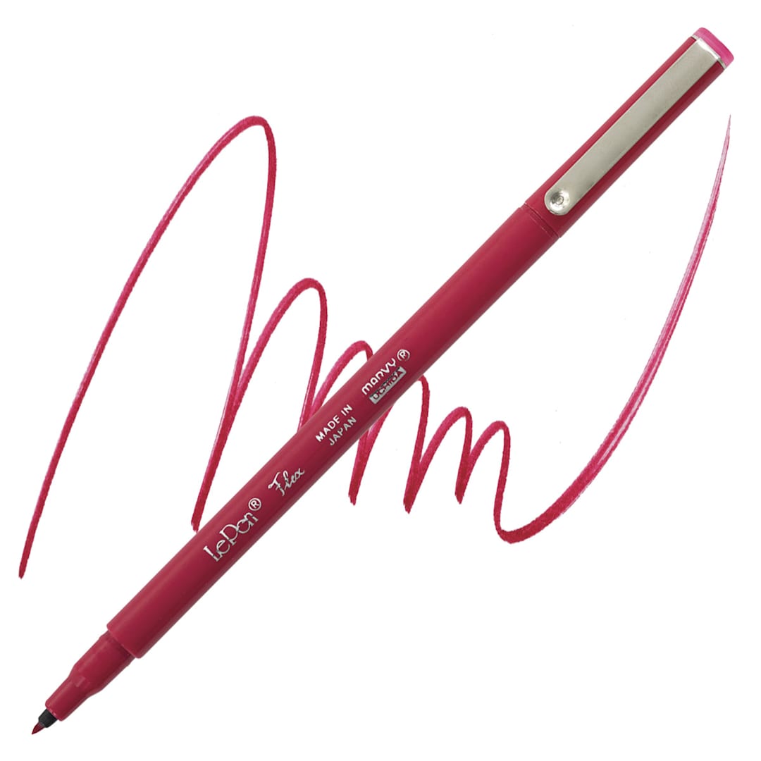 Open in modal - Marvy Uchida LePen Flex Marker - Red marker and swatch