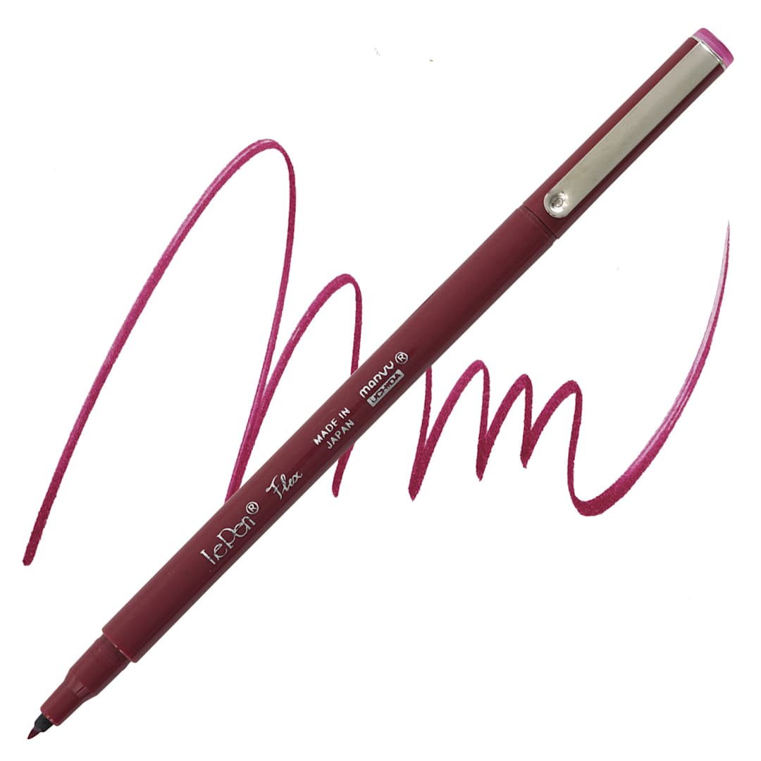 Open in modal - Marvy Uchida LePen Flex Marker - Burgundy marker and swatch