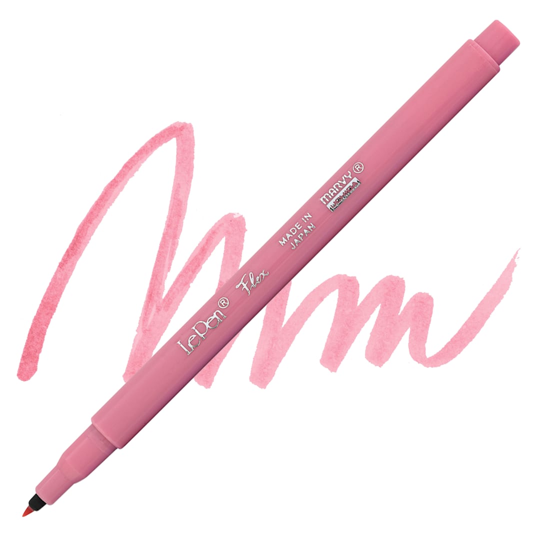 Open in modal - Marvy Uchida LePen Flex Marker - Dusty Pink, swatch and marker