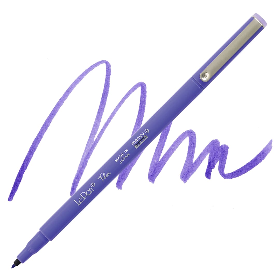 Open in modal - Marvy Uchida LePen Flex Marker - Amethyst, swatch and marker