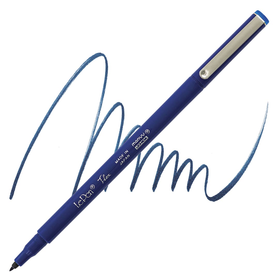 Open in modal - Marvy Uchida LePen Flex Marker - Navy marker and swatch