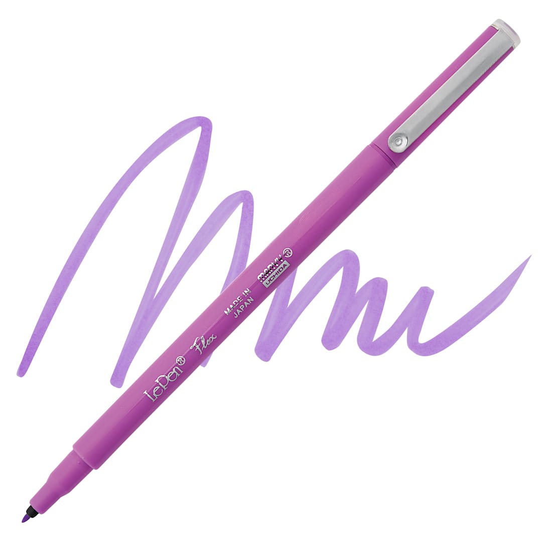 Open in modal - Marvy Uchida LePen Flex Marker - Fluorescent Violet, swatch and marker