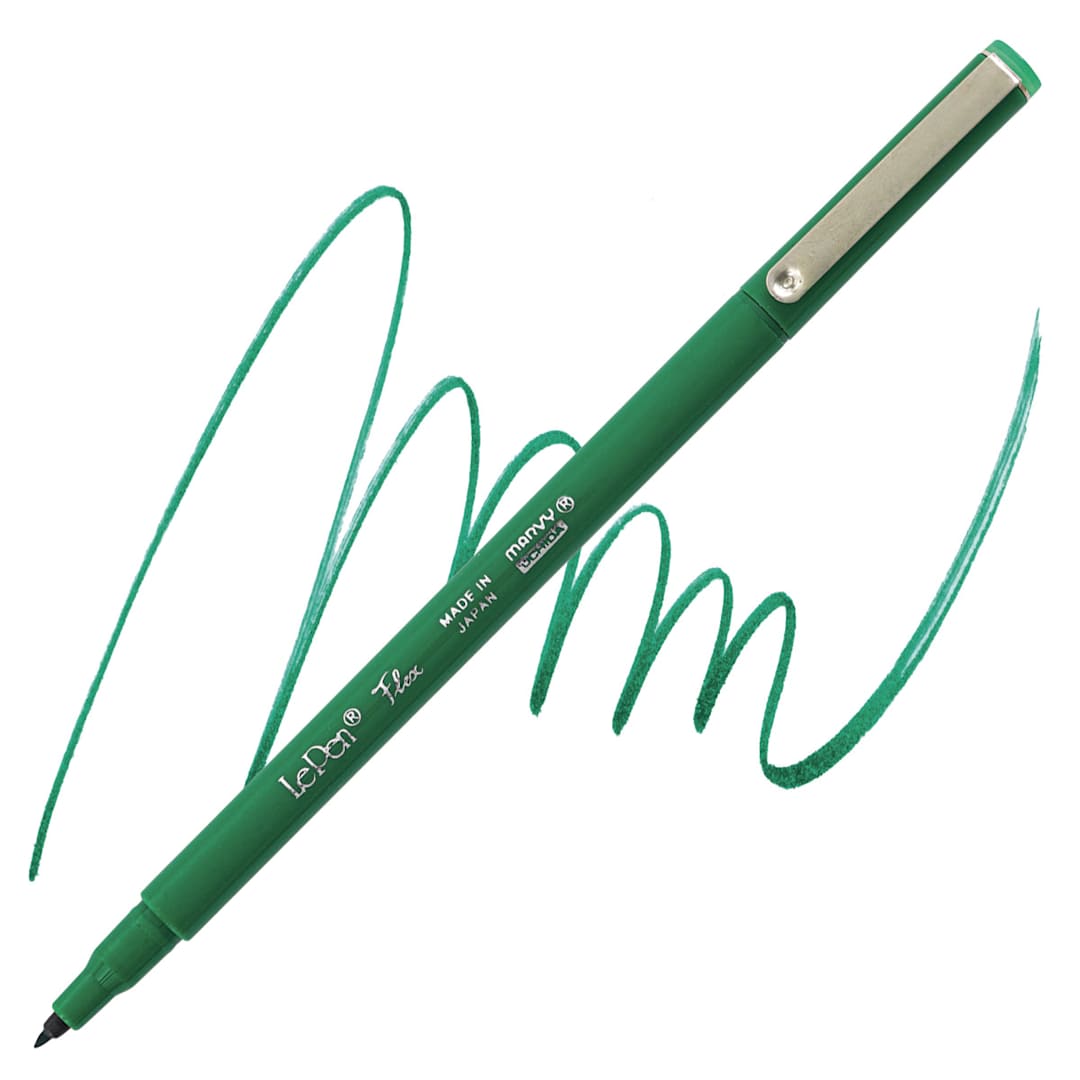 Open in modal - Marvy Uchida LePen Flex Marker - Green marker and swatch