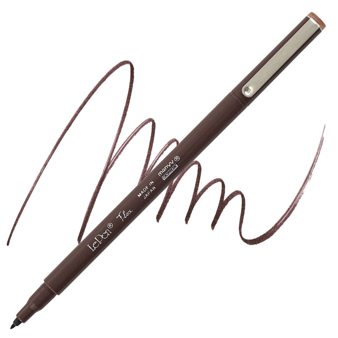 Open in modal - Marvy Uchida LePen Flex Marker - Brown marker and swatch