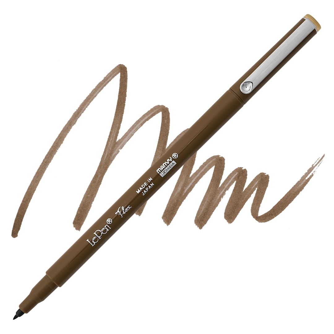 Open in modal - Marvy Uchida LePen Flex Marker - Sepia, swatch and marker