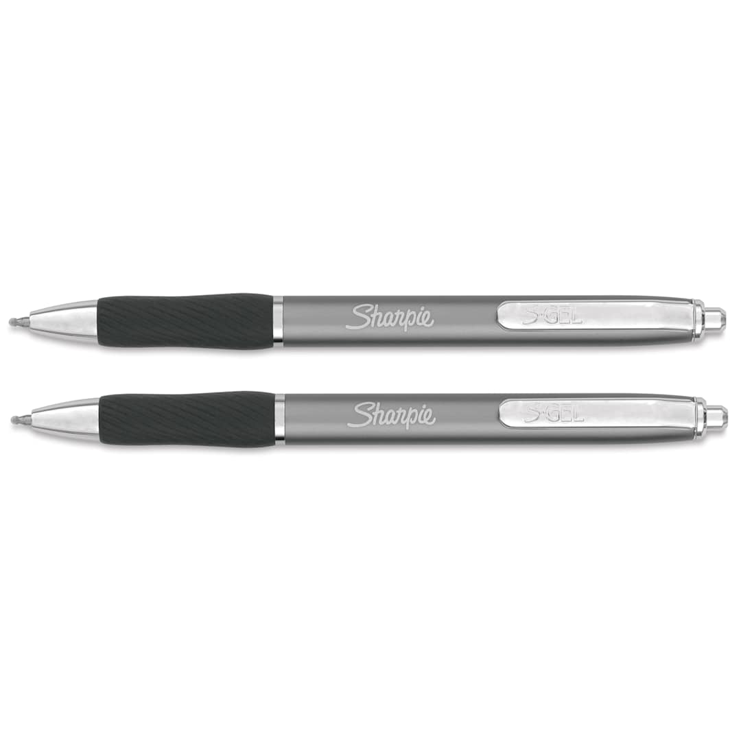 Open in modal - Sharpie Metal Barrel S-Gel Pens - Gunmetal, Pkg of 2, 0.7 mm, out of packaging