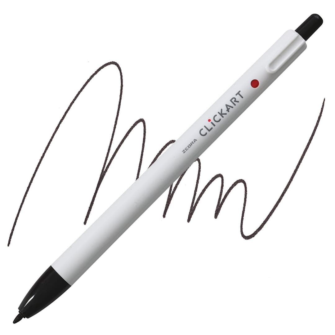 Open in modal - Zebra ClickArt Retractable Marker - Black marker and swatch