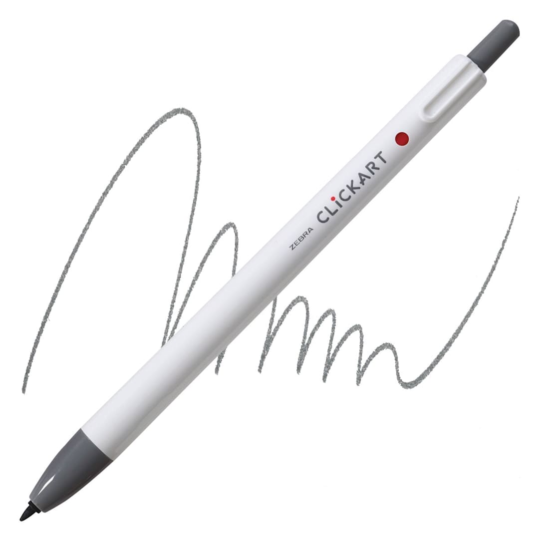 Open in modal - Zebra ClickArt Retractable Marker - Gray marker and swatch