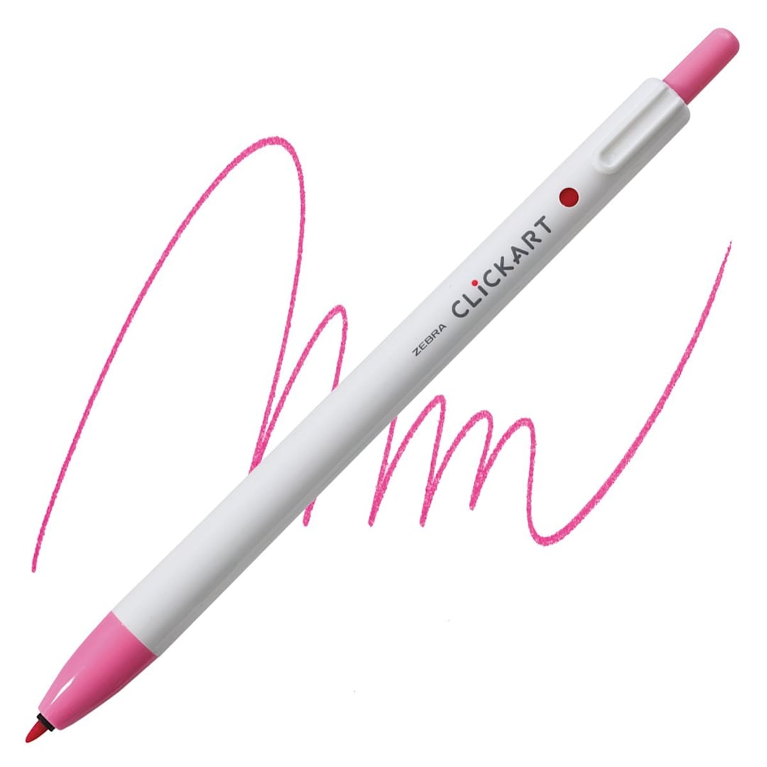 Open in modal - Zebra ClickArt Retractable Marker - Pink marker and swatch