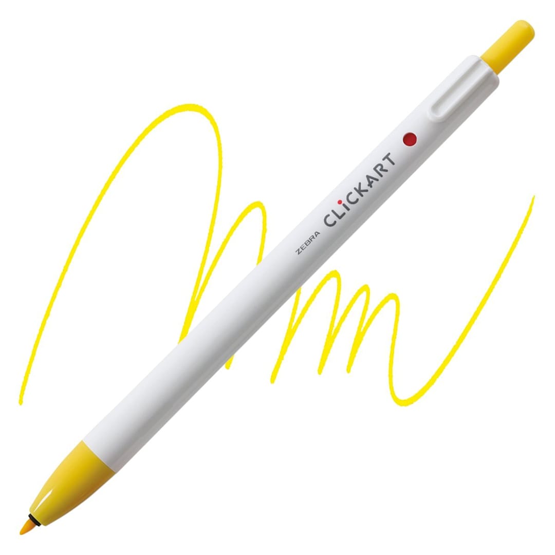 Open in modal - Zebra ClickArt Retractable Marker - Yellow marker and swatch