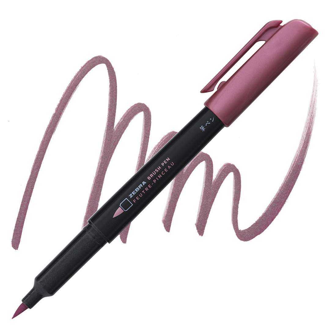 Open in modal - Zebra Metallic Brush Pen - Pink pen pen and swatch