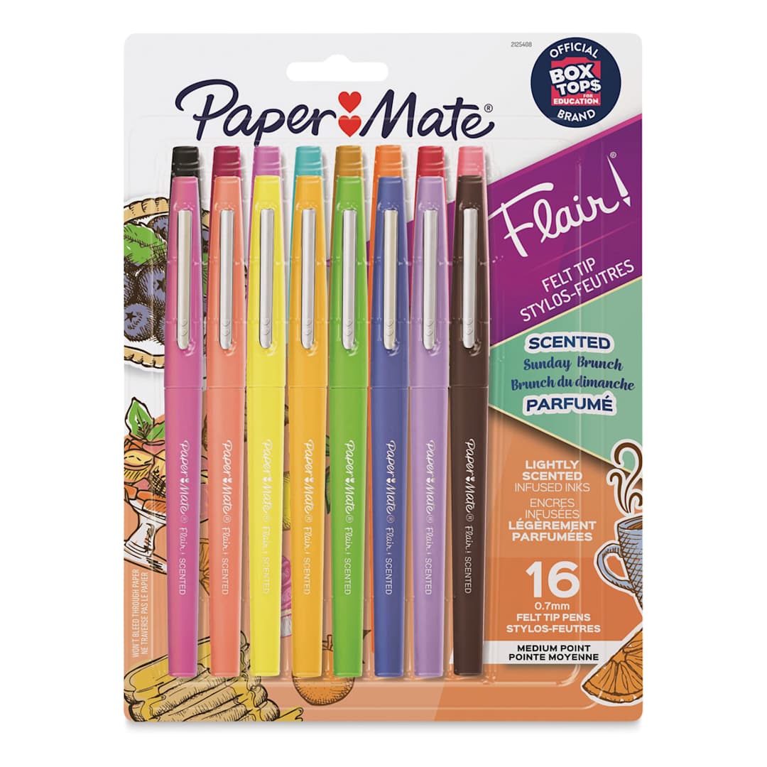 Open in modal - Paper Mate Flair Scented Pens - Sunday Brunch, Set of 16, front of the packaging