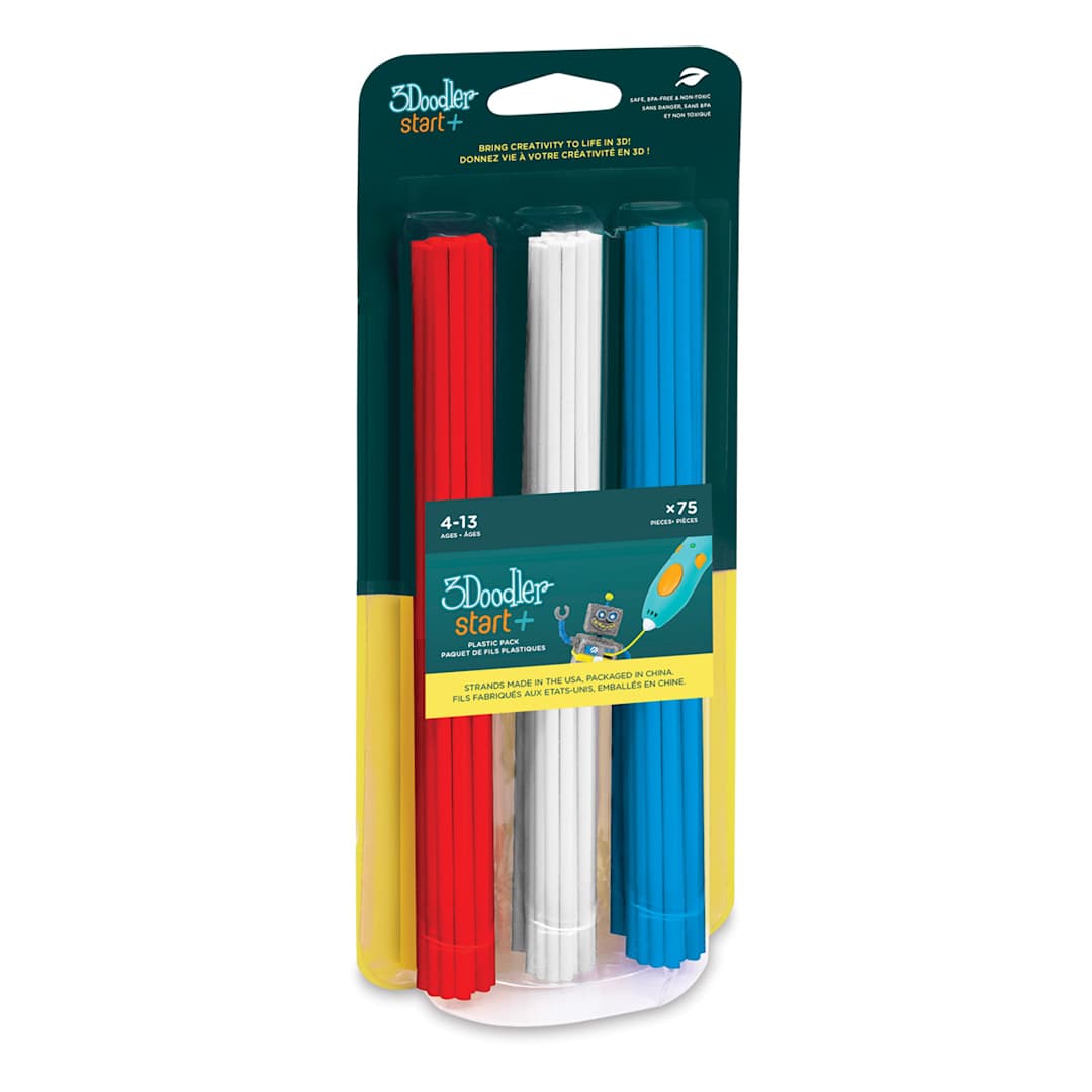 Open in modal - 3Doodler Start+ EDU Refill Strands - Front of package of 75 pc Primary Colors