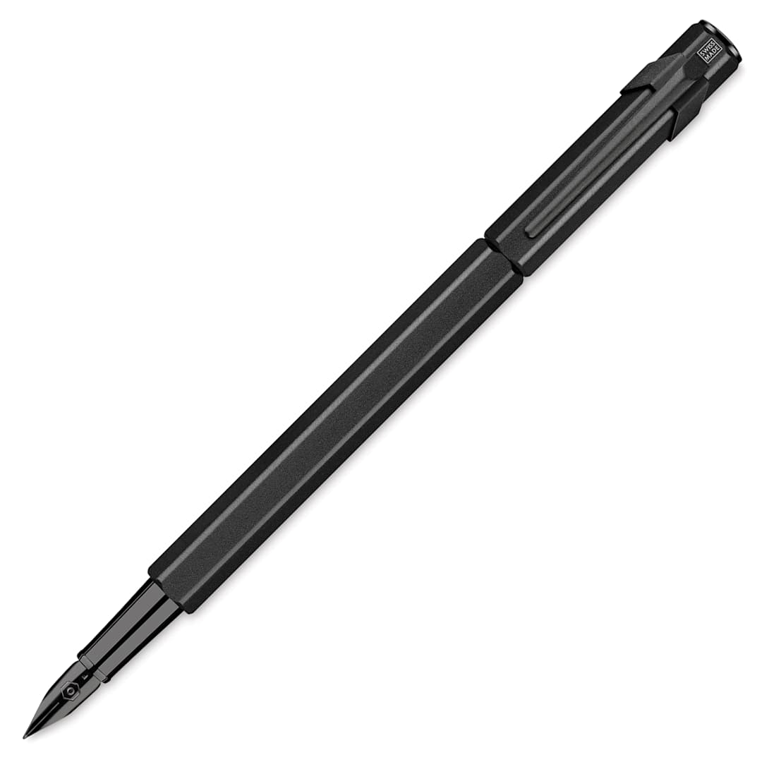 Open in modal - Caran d'Ache 849 Black Code Fountain Pen - Black, Fine Tip, cap off
