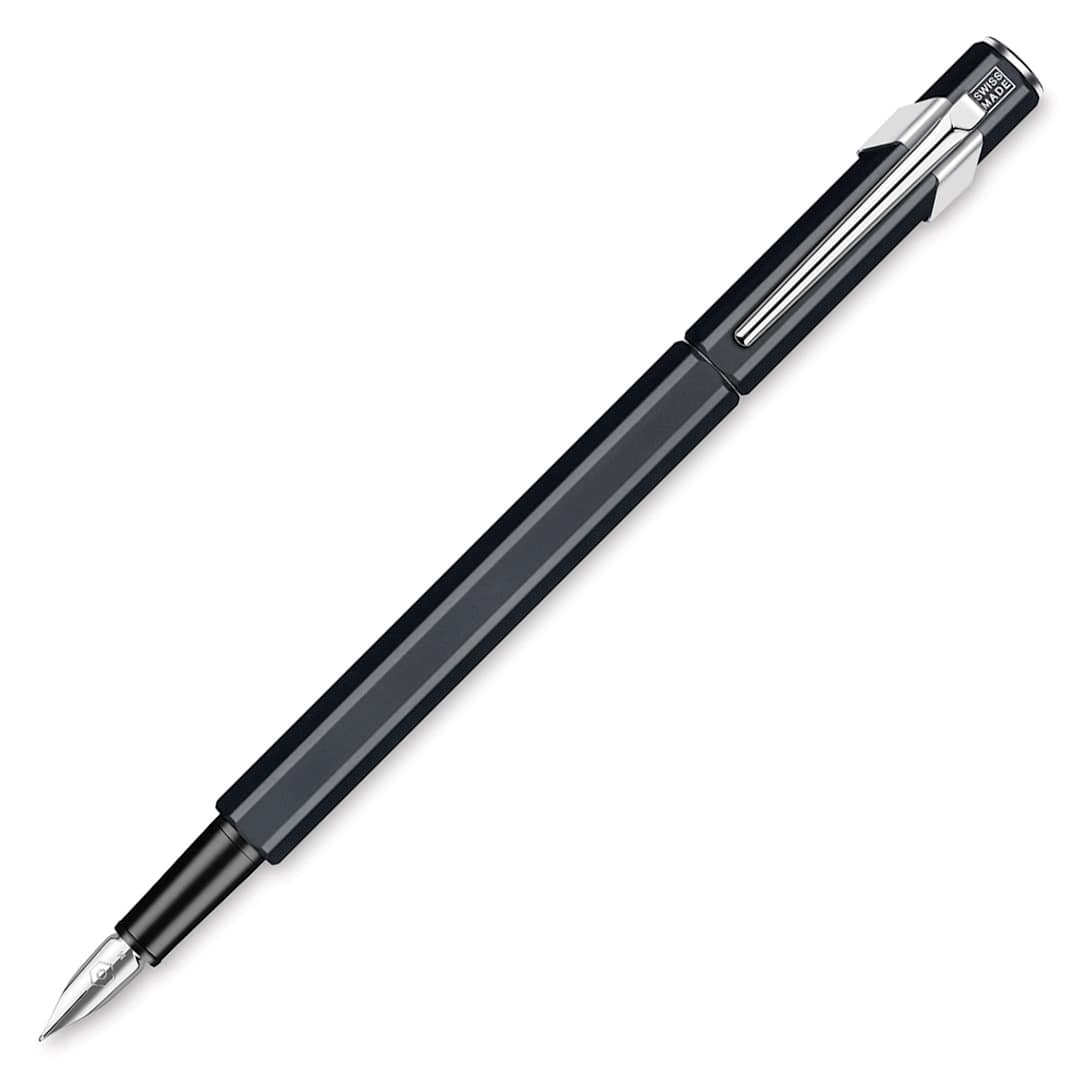 Open in modal - Caran d’Ache 849 Fountain Pen, Black, Medium Nib, Cap Off