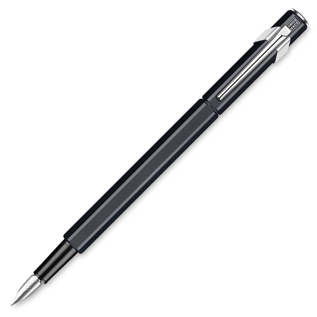 Open in modal - Caran d’Ache 849 Fountain Pen, Black, Fine Nib, Cap Off