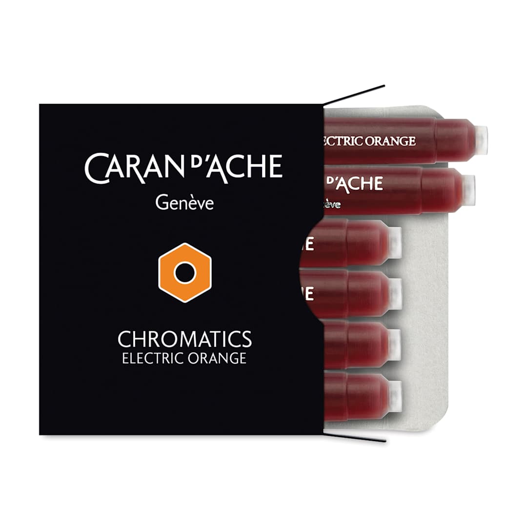 Open in modal - Caran d'Ache Chromatics Fountain Pen Ink Cartridges - Electric Orange, Pkg of 6