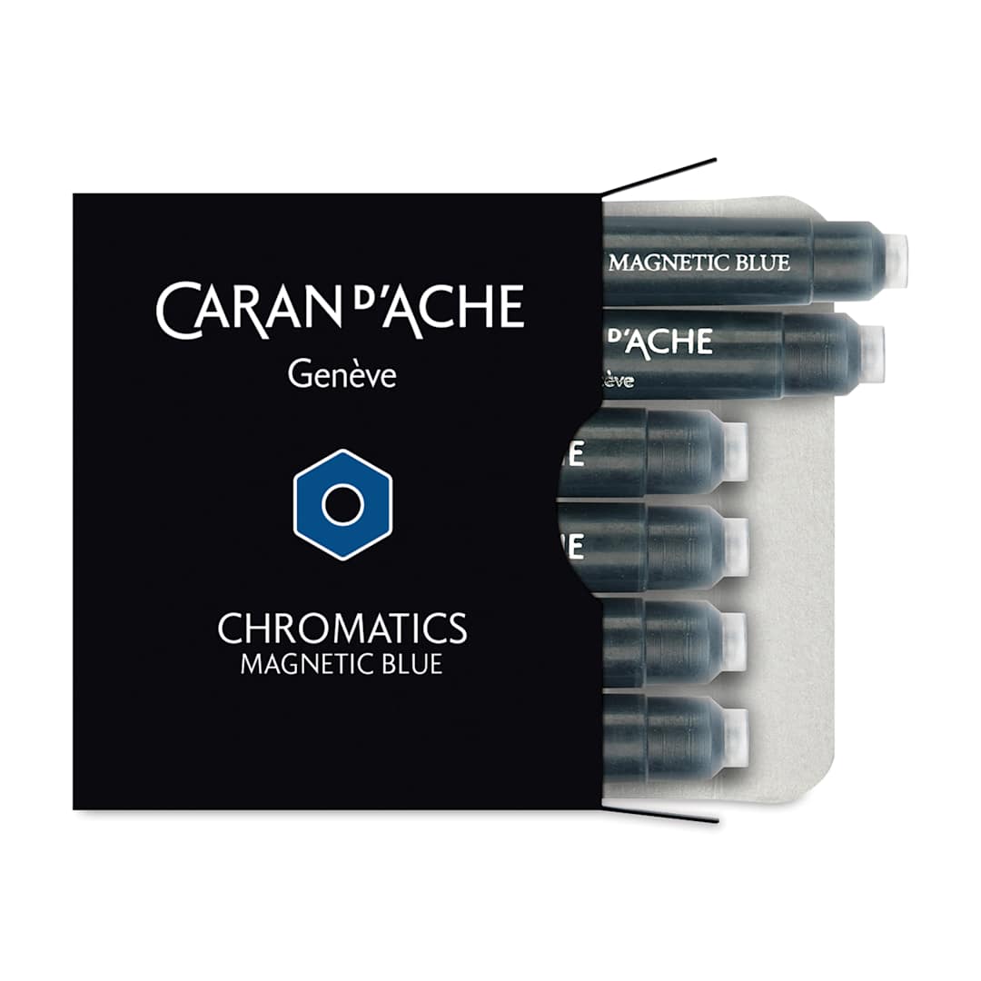 Open in modal - Caran d'Ache Chromatics Fountain Pen Ink Cartridges - Magnetic Blue, Pkg of 6